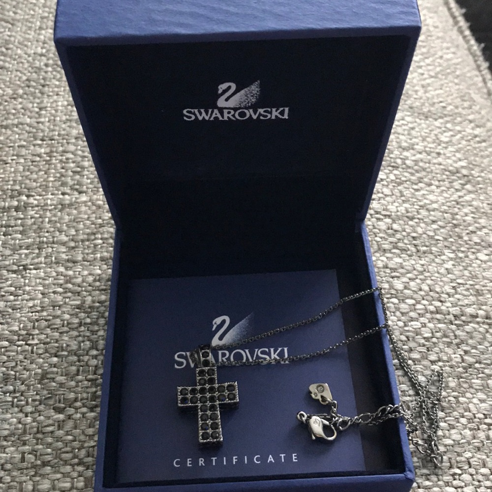 - Swarovski Black crystal cross necklace